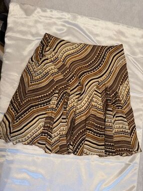 Alfani Brown and Cream Striped Dot Skater Skirt